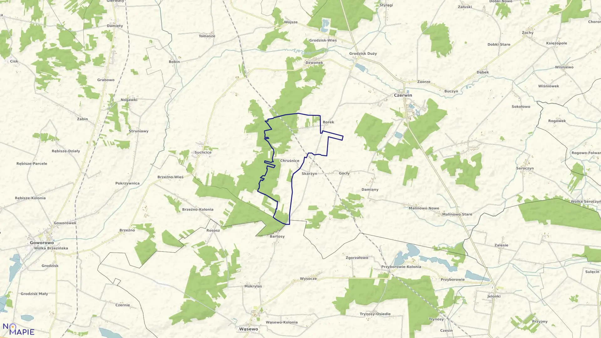 Mapa obrębu CHRUŚNICE w gminie Czerwin