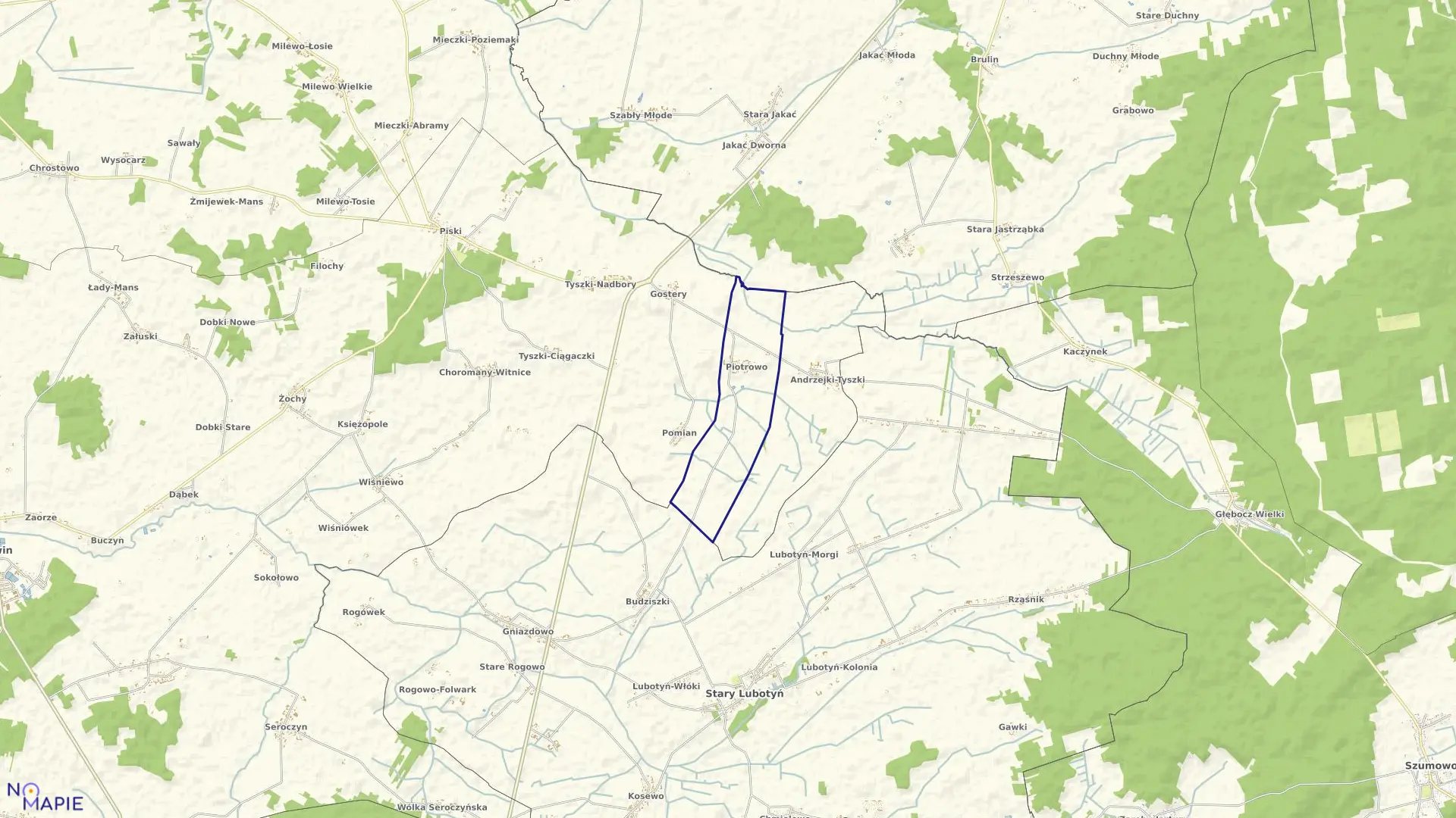 Mapa obrębu PIOTROWO w gminie Czerwin